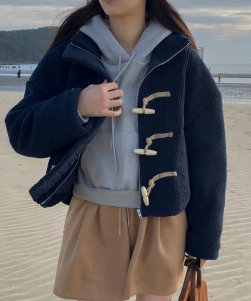 セール】【秋冬新作】ボアダッフルショートジャケット（ダッフルコート