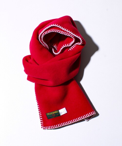 TWEED MILL（ツイードミル）の「【GLOSTER別注】【TWEEDMILL】ブランケットステッチフリーススカーフ（マフラー・メンズ・グリーン系その他/ライトグレー/レッド/チャコールグレー/ブラック/アイボリー・FREE）」の14枚目の写真