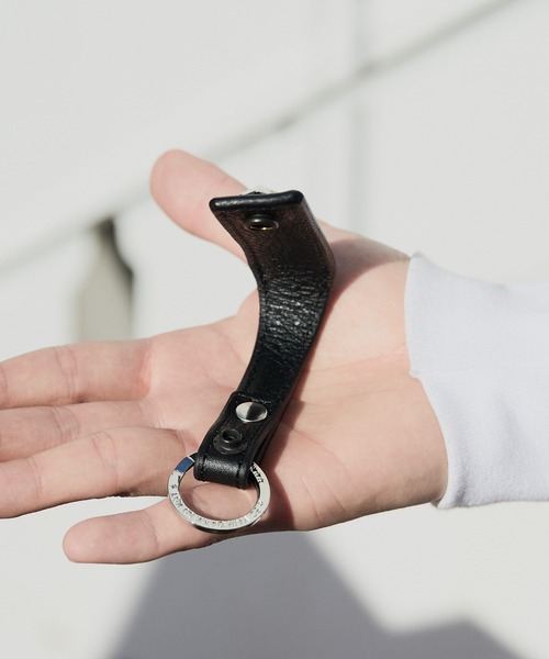 CALEE/キャリー STUDS LEATHER SNAP KEY RING スタッズ付き レザー