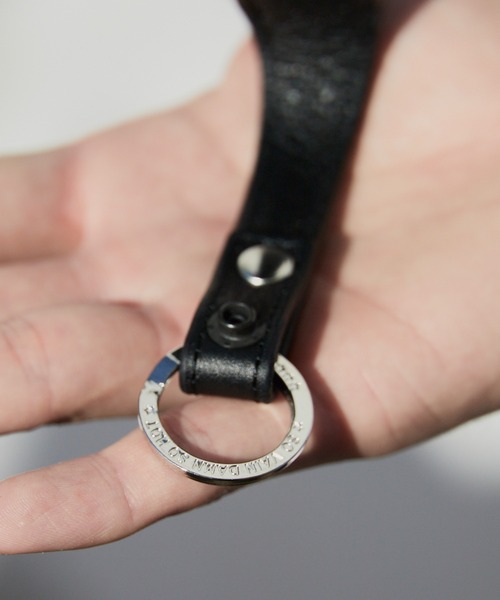 CALEE/キャリー STUDS LEATHER SNAP KEY RING スタッズ付き レザー