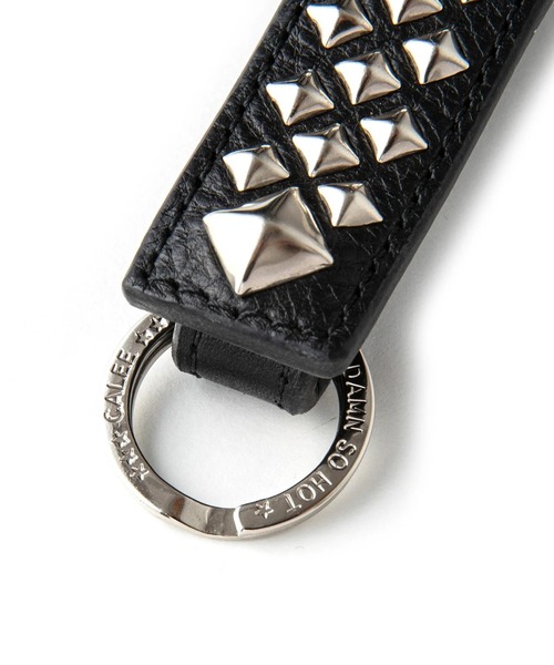 CALEE/キャリー STUDS LEATHER SNAP KEY RING スタッズ付き レザー