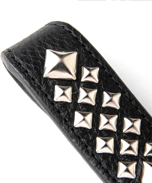 CALEE/キャリー STUDS LEATHER SNAP KEY RING スタッズ付き レザー