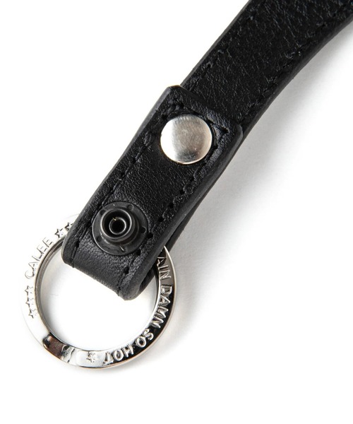 CALEE/キャリー STUDS LEATHER SNAP KEY RING スタッズ付き レザー