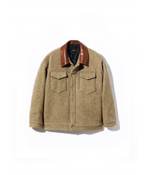 ANDROS(アンドロス)の「Leather Trimming Cardigan (Olive)(ライダースジャケット・メンズ・その他・MEDIUM/LARGE)」の3枚目の写真