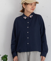 POU DOU DOU | 衿先フラワー刺繍ブラウス(シャツ/ブラウス)