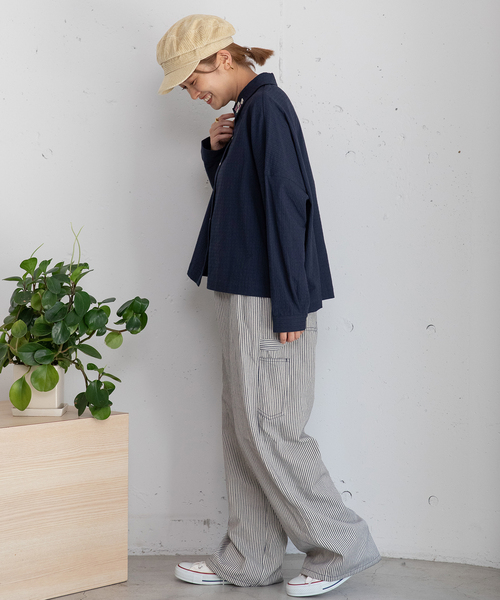 POU DOU DOU(プードゥドゥ)の「衿先フラワー刺繍ブラウス(シャツ/ブラウス・レディース・レッド/ネイビー/オフホワイト・M)」の21枚目の写真