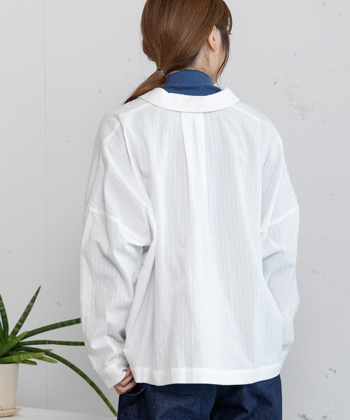 POU DOU DOU(プードゥドゥ)の「衿先フラワー刺繍ブラウス(シャツ/ブラウス・レディース・レッド/ネイビー/オフホワイト・M)」の8枚目の写真