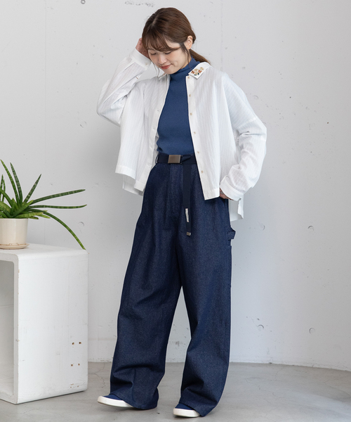 POU DOU DOU(プードゥドゥ)の「衿先フラワー刺繍ブラウス(シャツ/ブラウス・レディース・レッド/ネイビー/オフホワイト・M)」の10枚目の写真