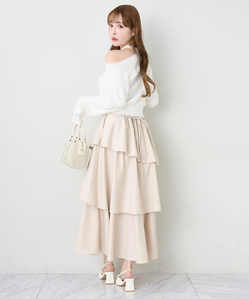 one after another NICE CLAUP(ワンアフターアナザーナイスクラップ)の「スリットティアードスカート(スカート・レディース・ブラック/ベージュ/チャコールグレー・FREE)」の6枚目の写真