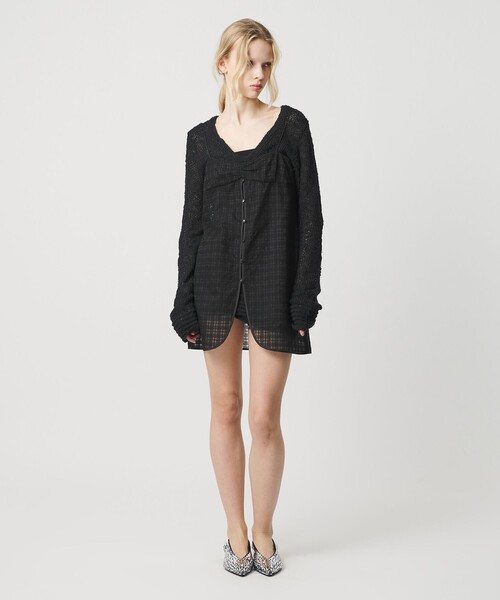 ATTISESSION＞エンブロイダリー チェック ミニ ドレス（ワンピース