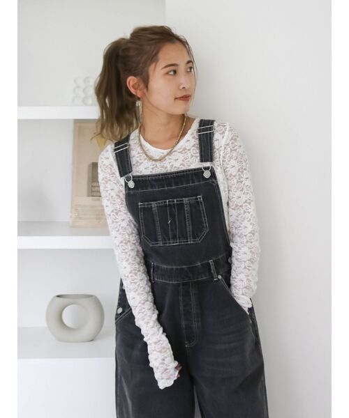 Ungrid（アングリッド）の「シアーレースロングスリーブTee（Tシャツ/カットソー・レディース・ブラック/オフホワイト・FREE）」の6枚目の写真