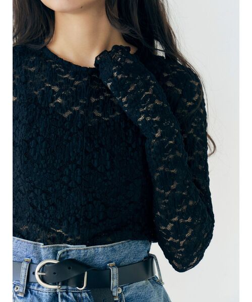 Ungrid（アングリッド）の「シアーレースロングスリーブTee（Tシャツ/カットソー・レディース・ブラック/オフホワイト・FREE）」の11枚目の写真