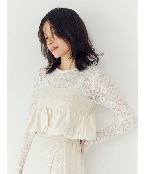 Ungrid（アングリッド）の「シアーレースロングスリーブTee（Tシャツ/カットソー・レディース・ブラック/オフホワイト・FREE）」の14枚目の写真