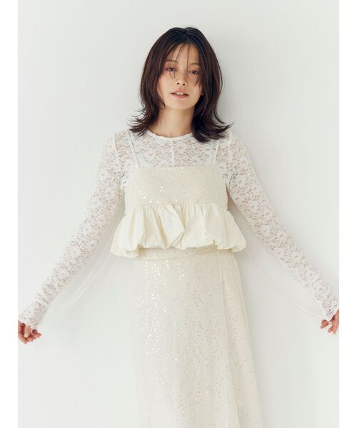 Ungrid（アングリッド）の「シアーレースロングスリーブTee（Tシャツ/カットソー・レディース・ブラック/オフホワイト・FREE）」の15枚目の写真