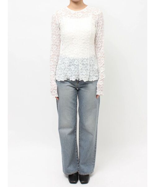 Ungrid（アングリッド）の「シアーレースロングスリーブTee（Tシャツ/カットソー・レディース・ブラック/オフホワイト・FREE）」の3枚目の写真