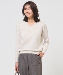 【着回し力抜群・オンオフ使える】HIGH GAUGE BASIC Vネック ニット