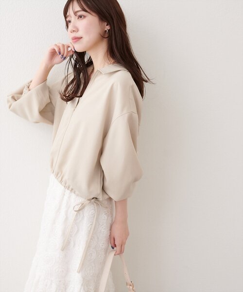 natural couture（ナチュラルクチュール）の「裾ドロストブルゾン（ブルゾン・レディース・モカ/ベージュ/アイボリー/ブルー・FREE）」の3枚目の写真