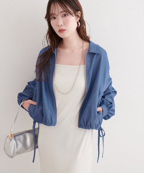 natural couture（ナチュラルクチュール）の「裾ドロストブルゾン（ブルゾン・レディース・モカ/ベージュ/アイボリー/ブルー・FREE）」の4枚目の写真