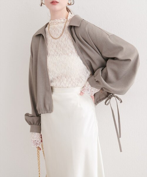 natural couture（ナチュラルクチュール）の「裾ドロストブルゾン（ブルゾン・レディース・モカ/ベージュ/アイボリー/ブルー・FREE）」の2枚目の写真