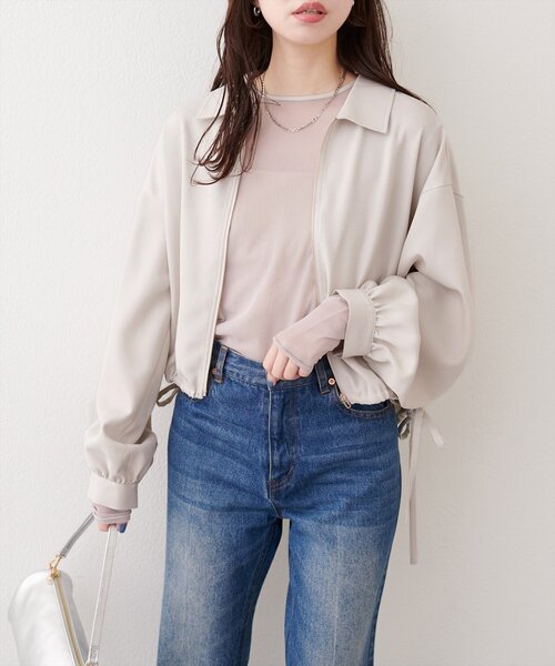 natural couture（ナチュラルクチュール）の「裾ドロストブルゾン（ブルゾン・レディース・モカ/ベージュ/アイボリー/ブルー・FREE）」の19枚目の写真