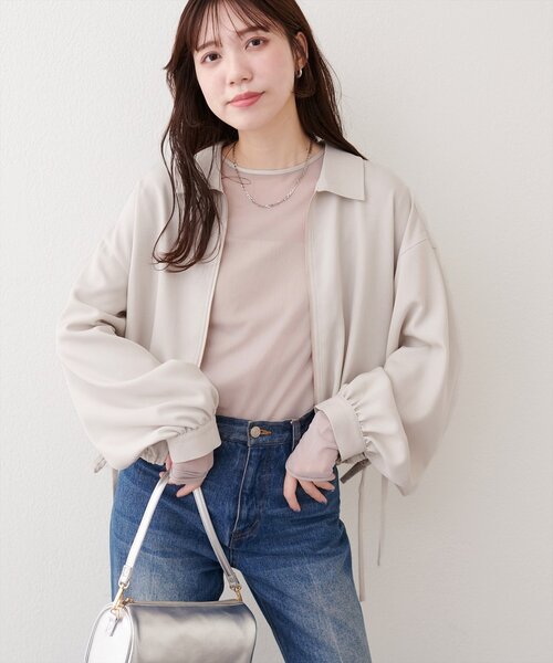 natural couture（ナチュラルクチュール）の「裾ドロストブルゾン（ブルゾン・レディース・モカ/ベージュ/アイボリー/ブルー・FREE）」の21枚目の写真