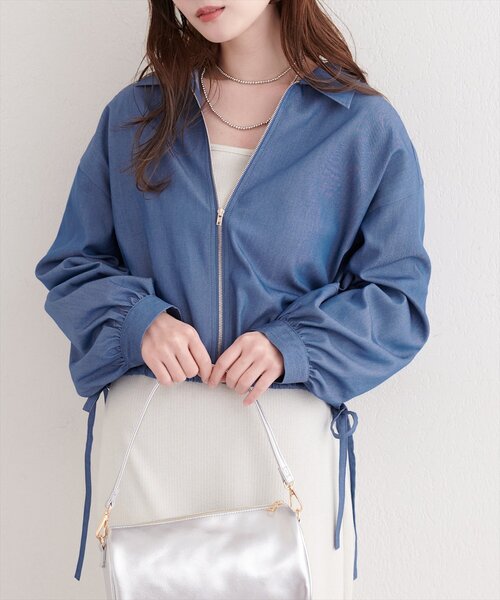 natural couture（ナチュラルクチュール）の「裾ドロストブルゾン（ブルゾン・レディース・モカ/ベージュ/アイボリー/ブルー・FREE）」の8枚目の写真