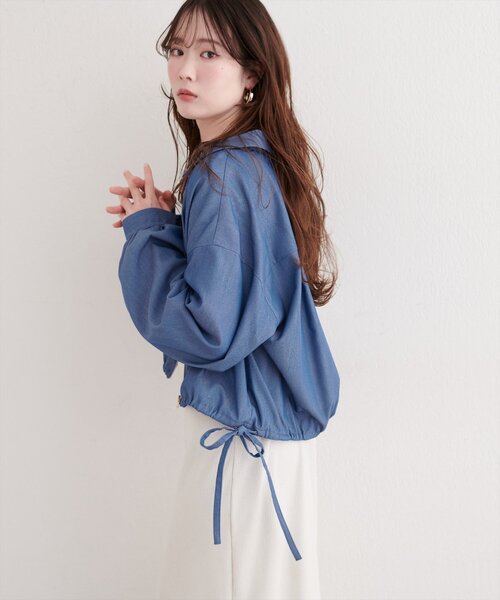 natural couture（ナチュラルクチュール）の「裾ドロストブルゾン（ブルゾン・レディース・モカ/ベージュ/アイボリー/ブルー・FREE）」の6枚目の写真