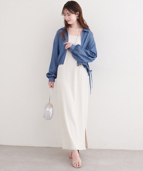 natural couture（ナチュラルクチュール）の「裾ドロストブルゾン（ブルゾン・レディース・モカ/ベージュ/アイボリー/ブルー・FREE）」の7枚目の写真