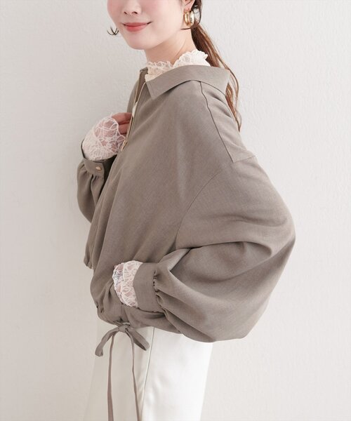 natural couture（ナチュラルクチュール）の「裾ドロストブルゾン（ブルゾン・レディース・モカ/ベージュ/アイボリー/ブルー・FREE）」の15枚目の写真