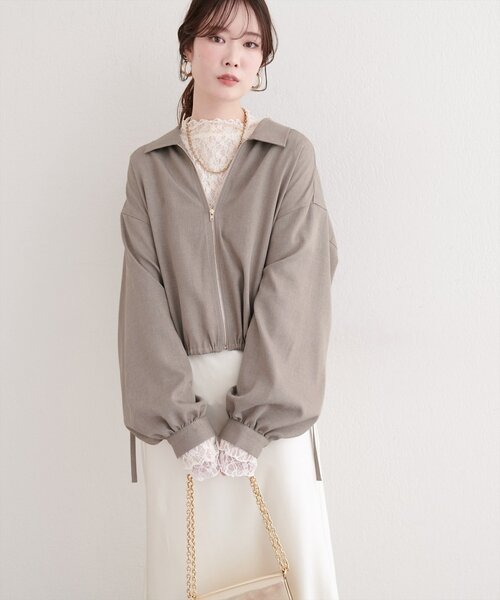 natural couture（ナチュラルクチュール）の「裾ドロストブルゾン（ブルゾン・レディース・モカ/ベージュ/アイボリー/ブルー・FREE）」の16枚目の写真