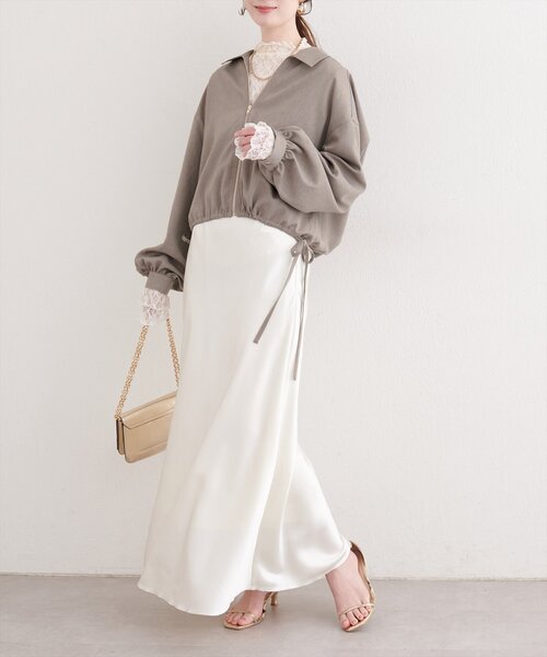 natural couture（ナチュラルクチュール）の「裾ドロストブルゾン（ブルゾン・レディース・モカ/ベージュ/アイボリー/ブルー・FREE）」の18枚目の写真