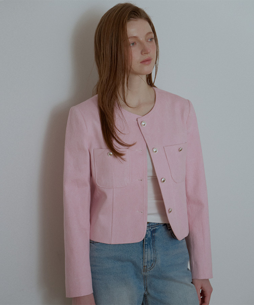 DEHEVE（デヘヴェ）の「Twill Tweed Jacket [Pink]（その他アウター・レディース・PINK・FREE）」の2枚目の写真