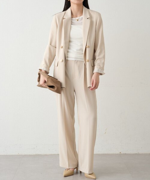 LOUNGEDRESS（ラウンジドレス）の「セミワイドパンツ（その他パンツ・レディース・ライトベージュ/ネイビー・SMALL/MEDIUM）」の3枚目の写真