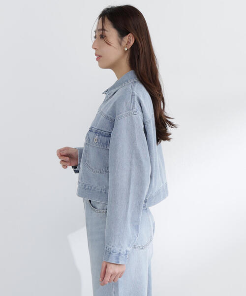 NATURAL BEAUTY BASIC(ナチュラルビューティーベーシック)の「◇ショートデニムジャケット(デニムジャケット・レディース・ネイビー/ブルー系その他3・SMALL/MEDIUM)」の3枚目の写真