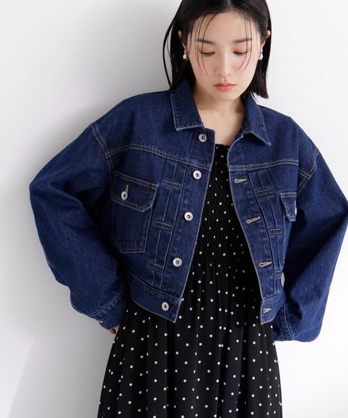 NATURAL BEAUTY BASIC（ナチュラルビューティーベーシック）の「◇ショートデニムジャケット（デニムジャケット・レディース・ネイビー/ブルー系その他3・SMALL/MEDIUM）」の4枚目の写真