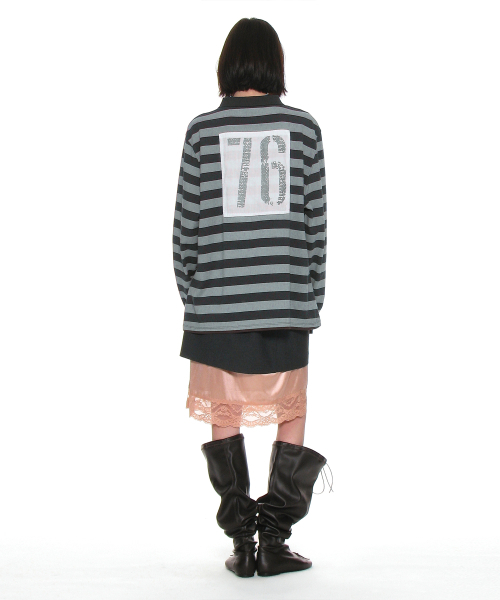 PARTIMENTO WOMEN（パルティメントウィメン）の「チーム76パッチストライプポロTシャツ_チャコール（ポロシャツ・レディース・その他・ONE SIZE）」の6枚目の写真