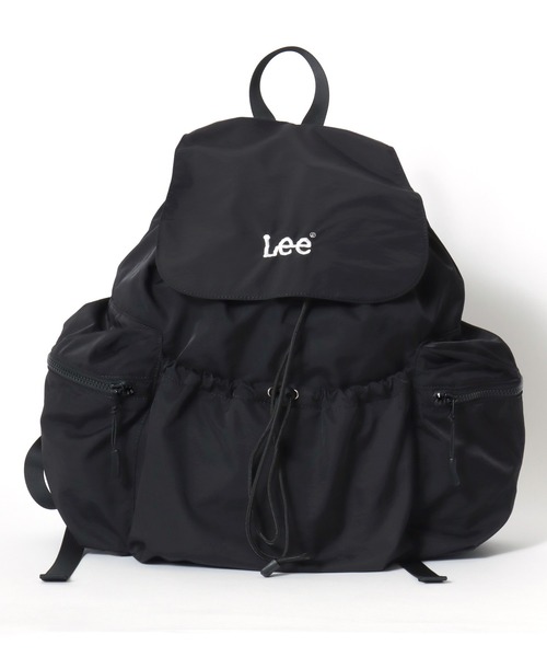 Lee（リー）の「Lee/リー ロゴ ワンポイント刺繍 フラップ ドローコード バックパック/リュックサック/大容量 約17L/レディース メンズ（バックパック/リュック・レディース・ブラック・FREE）」の3枚目の写真