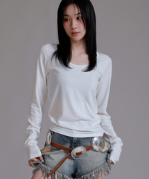 LIKE THE MOST（ライクザモースト）の「UラウンドベーシックロングスリーブTシャツ_ホワイト（Tシャツ/カットソー）」