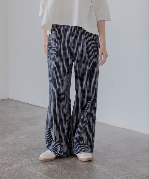 新品　今季　エイミーロウ　ロゴテープベルべットタックワイドパンツ ロゴテープ ベルトタックワイドパンツ Eimee Law│Eimee Law & LHELBIE