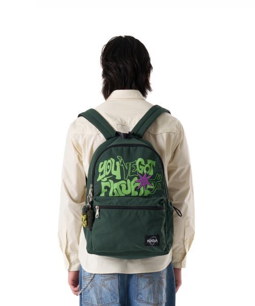 IUGAMAKARAS(イウガマカラス)の「Printed Twill Pocket Backpack (Green)(バックパック/リュック・レディース・その他・FREE)」の4枚目の写真