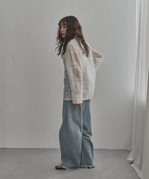 notch.（ノッチ）の「パッチワーク風刺繍シャツ（シャツ/ブラウス・レディース・オフホワイト/ブラック・M）」の19枚目の写真