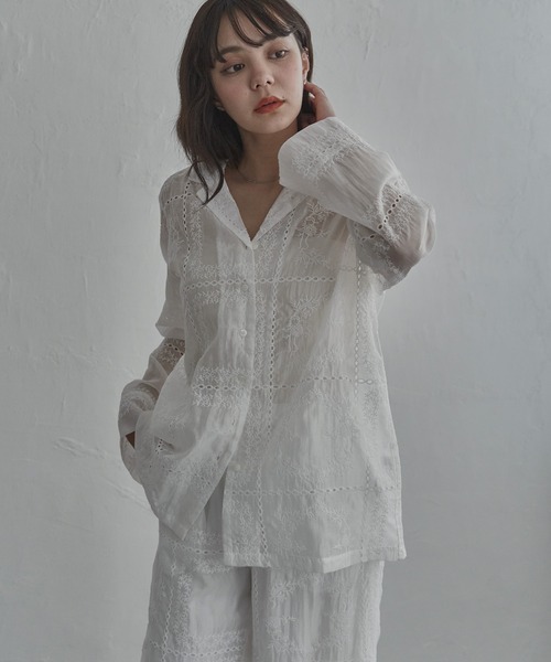 notch.（ノッチ）の「パッチワーク風刺繍シャツ（シャツ/ブラウス・レディース・オフホワイト/ブラック・M）」の22枚目の写真