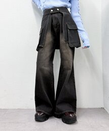 w closet | ポケットベルト付きフレアデニム(デニムパンツ)