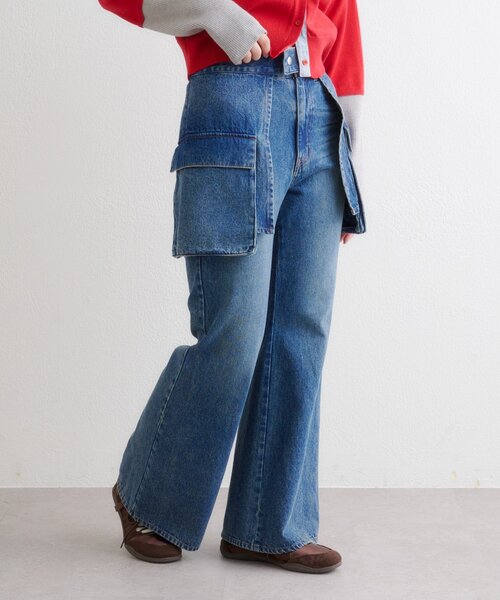w closet（ダブルクローゼット）の「ポケットベルト付きフレアデニム（デニムパンツ・レディース・ブルー/ブラック/インディゴブルー・SMALL/MEDIUM）」の11枚目の写真