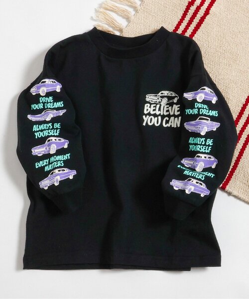 BREEZE（ブリーズ）の「袖モチーフロンT_ジュニア対応（Tシャツ/カットソー・キッズ・ブラック/アイボリー/グリーン・80/90/100/110/120/130/140）」の2枚目の写真