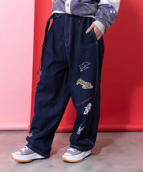 ScoLar Parity（スカラーパリティ）の「361102：らくがき風ワッペンベルト付きパンツ（デニムパンツ・レディース・アイボリー/ブルー・M）」の6枚目の写真