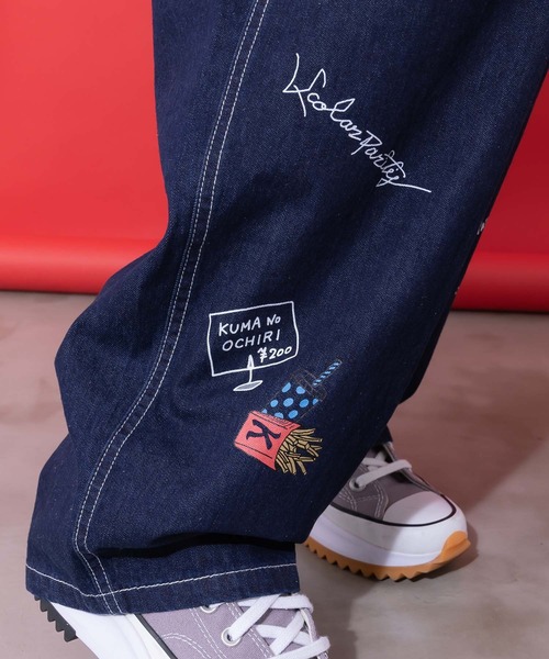 ScoLar Parity（スカラーパリティ）の「361102：らくがき風ワッペンベルト付きパンツ（デニムパンツ・レディース・アイボリー/ブルー・M）」の10枚目の写真