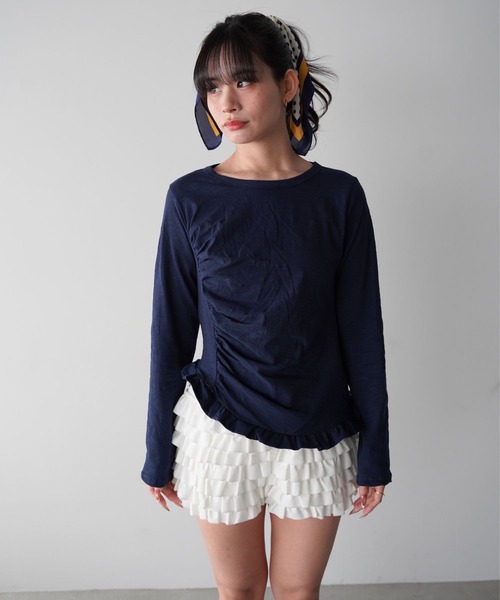 SANSeLF(サンセルフ)の「【SANSeLF】ティアードフリルショートパンツ saw26s024(その他パンツ・レディース・ホワイト/ブラック・FREE)」の6枚目の写真