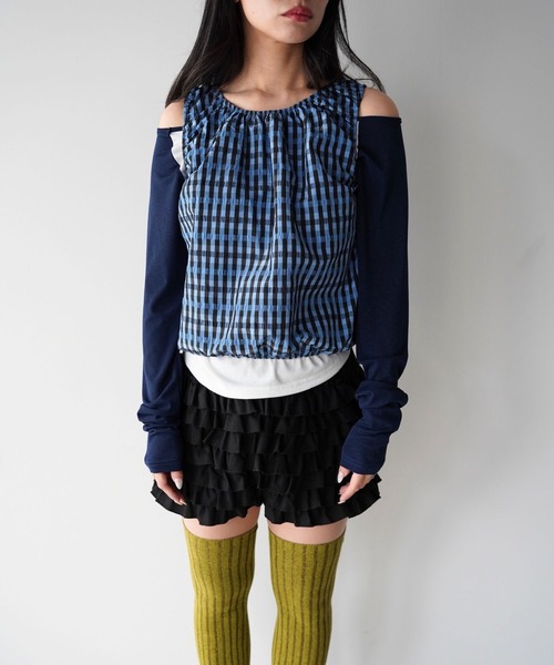 SANSeLF(サンセルフ)の「【SANSeLF】ティアードフリルショートパンツ saw26s024(その他パンツ・レディース・ホワイト/ブラック・FREE)」の7枚目の写真