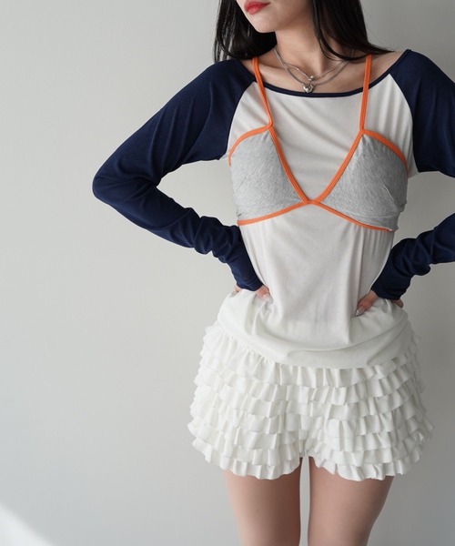 SANSeLF(サンセルフ)の「【SANSeLF】ティアードフリルショートパンツ saw26s024(その他パンツ・レディース・ホワイト/ブラック・FREE)」の9枚目の写真